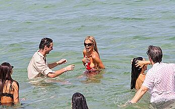 Brooks Nader boob slip at Miami Beach paparazzi shots