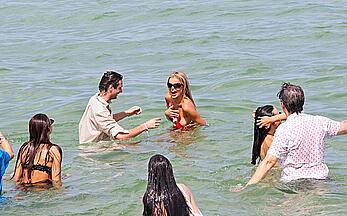 Brooks Nader boob slip at Miami Beach paparazzi shots