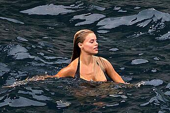 Brooks Nader nipple slip during a beach day in Capri, Italy - August 12, 2026