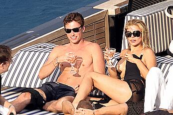 Brooks Nader nipple slip during a beach day in Capri, Italy - August 12, 2026