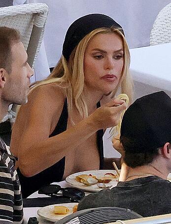 Brooks Nader nipple slip during a beach day in Capri, Italy - August 12, 2026