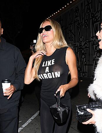 Brooks Nader see through to boobs and ass at Craig's in West Hollywood