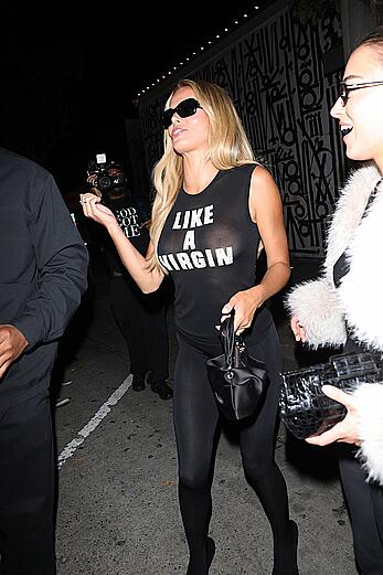 Brooks Nader see through to boobs and ass at Craig's in West Hollywood