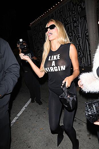 Brooks Nader see through to boobs and ass at Craig's in West Hollywood