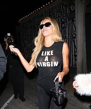 Brooks Nader see through to boobs and ass at Craig's in West Hollywood