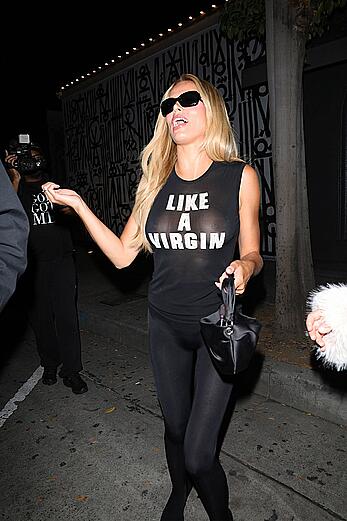 Brooks Nader see through to boobs and ass at Craig's in West Hollywood