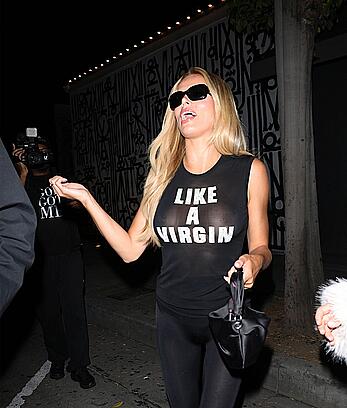 Brooks Nader see through to boobs and ass at Craig's in West Hollywood