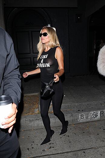 Brooks Nader see through to boobs and ass at Craig's in West Hollywood