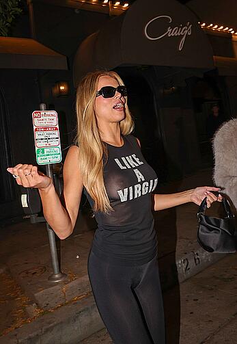 Brooks Nader see through to boobs and ass at Craig's in West Hollywood