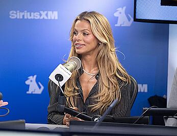 Brooks Nader leggy and braless in sheer blouse visits the SiriusXM Studios