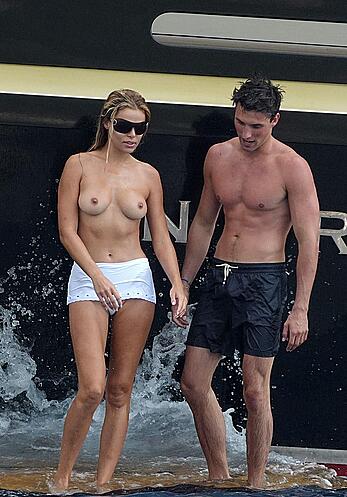 Brooks Nader topless on a yacht in Positano, Italy - August 27, 2026