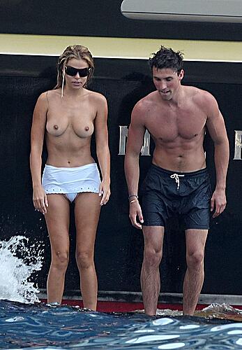 Brooks Nader topless on a yacht in Positano, Italy - August 27, 2026
