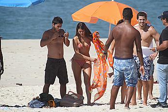 Bruna Marquezine in bikini on the beach during a shoot in Rio de Janeiro