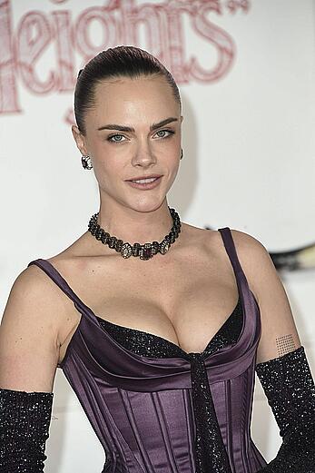 Cara Delevingne cleavage at the Wuthering Heights Premiere in LA