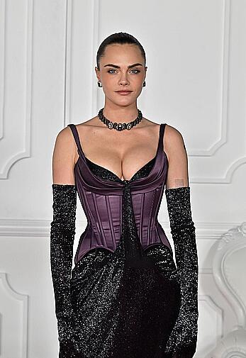Cara Delevingne cleavage at the Wuthering Heights Premiere in LA
