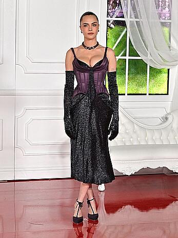 Cara Delevingne cleavage at the Wuthering Heights Premiere in LA