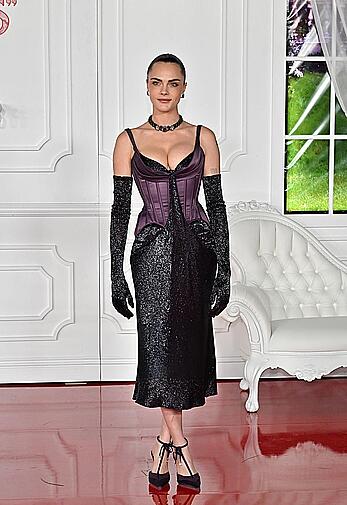 Cara Delevingne cleavage at the Wuthering Heights Premiere in LA