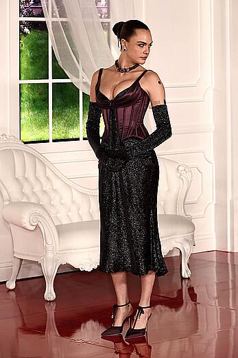 Cara Delevingne cleavage at the Wuthering Heights Premiere in LA