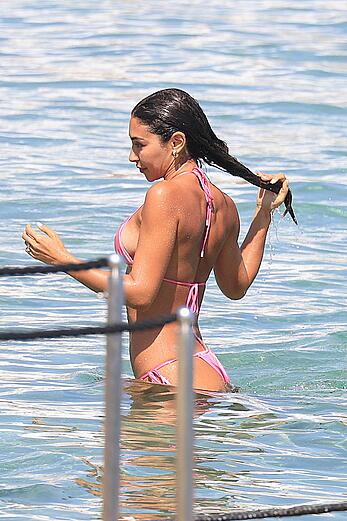 Chantel Jeffries in tiny pink bikini hits the beach in Mykonos - August 14, 2026