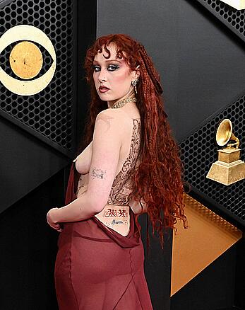 Chappell Roan topless at 68th Grammy Awards at Crypto.com arena in Los Angeles