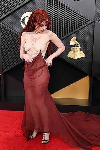 Chappell Roan topless at 68th Grammy Awards at Crypto.com arena in Los Angeles