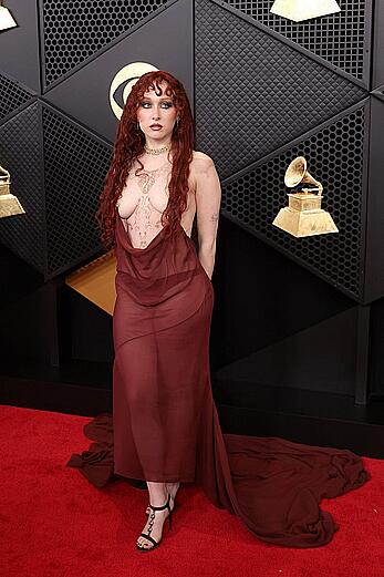 Chappell Roan topless at 68th Grammy Awards at Crypto.com arena in Los Angeles