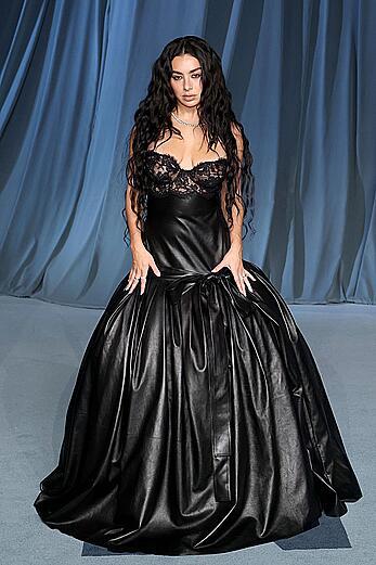 Charli XCX braless in see through dress at the Academy Museum 5th Annual Gala