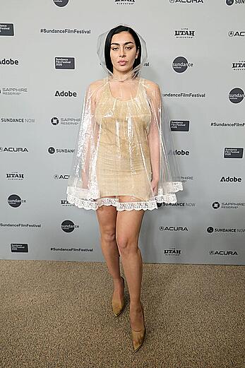 Charli XCX leggy at The gallerist premiere at the 2026 Sundance Film Festival in Park City