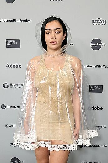 Charli XCX leggy at The gallerist premiere at the 2026 Sundance Film Festival in Park City