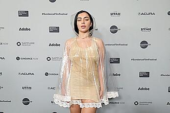 Charli XCX leggy at The gallerist premiere at the 2026 Sundance Film Festival in Park City