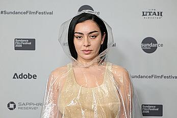 Charli XCX leggy at The gallerist premiere at the 2026 Sundance Film Festival in Park City