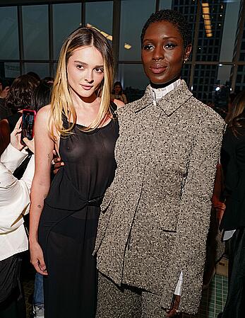 Charlotte Lawrence see through to tits at Tory Burch fashion show in New York