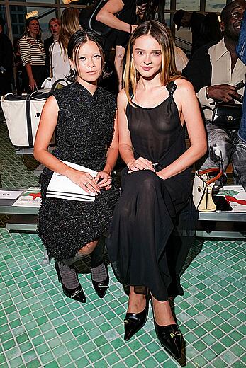 Charlotte Lawrence see through to tits at Tory Burch fashion show in New York