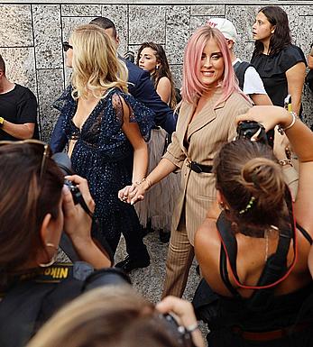 Chiara Ferragni tit slip at Alberta Ferretti fashion show during Milan Fashion Week