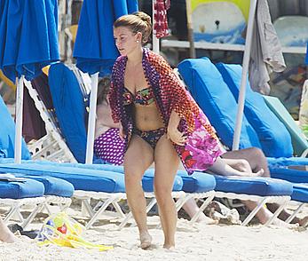 Coleen Rooney seen on the beach while in Barbados