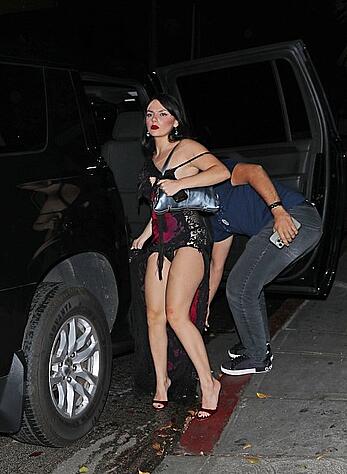 Dafne Keen suffers wardrobe malfunction arriving at Chateau Marmont after Dia De Muertos Gala