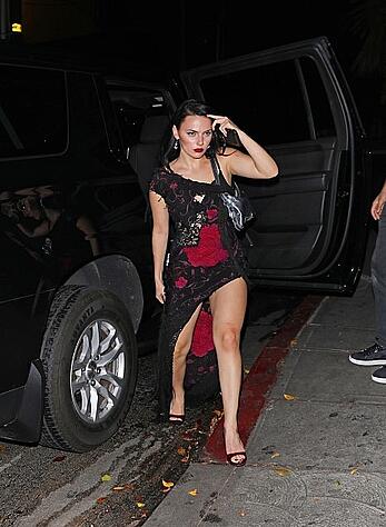 Dafne Keen suffers wardrobe malfunction arriving at Chateau Marmont after Dia De Muertos Gala