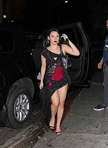 Dafne Keen suffers wardrobe malfunction arriving at Chateau Marmont after Dia De Muertos Gala