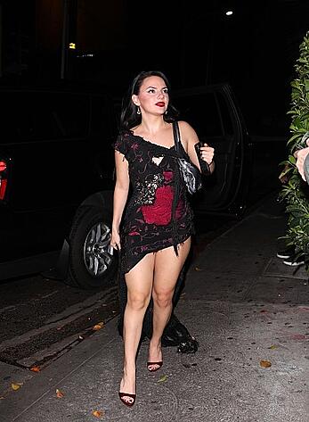 Dafne Keen suffers wardrobe malfunction arriving at Chateau Marmont after Dia De Muertos Gala