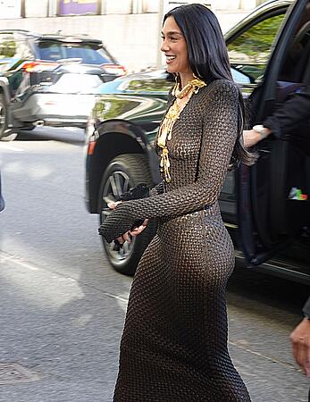 Dua Lipa in tight sheer dress arrive at the 50th Chaplin Gala in New York