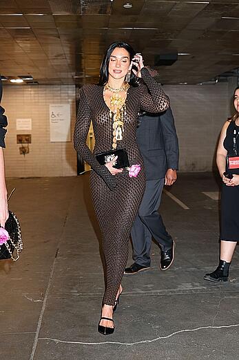Dua Lipa in tight sheer dress arrive at the 50th Chaplin Gala in New York