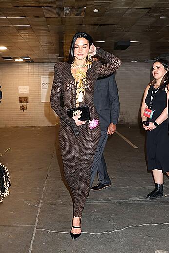Dua Lipa in tight sheer dress arrive at the 50th Chaplin Gala in New York