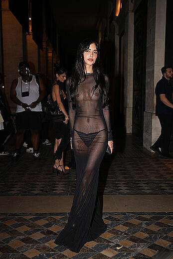 Elisha Herbert braless in see through dress celebrated her birthday in style at Costes in Paris
