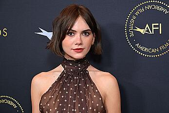Emilia Jones braless in see through blouse at AFI Awards in Beverly Hills