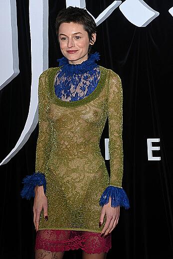 Emma Corrin brales in see through dress at Nosferatu World premiere in Berlin