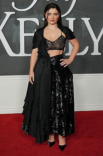 Eve Hewson see through to tits at Jay Kelly premiere in LA