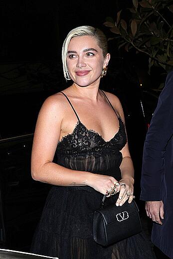 Florence Pugh see through to nipples at Valentino afterparty during Paris Fashion Week