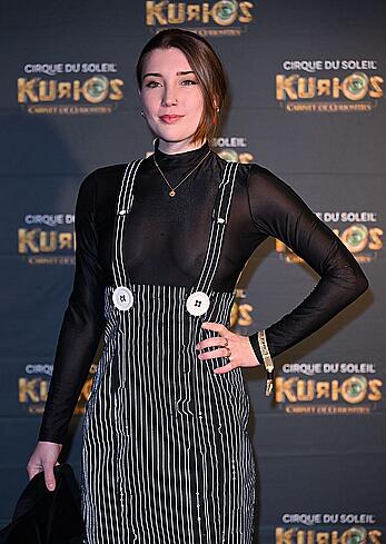 Gaia Wise braless in see through top at Cirque du Soleil's Kurios Cabinet Of Curiosities European premiere in London
