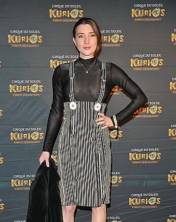 Gaia Wise braless in see through top at Cirque du Soleil's Kurios Cabinet Of Curiosities European premiere in London