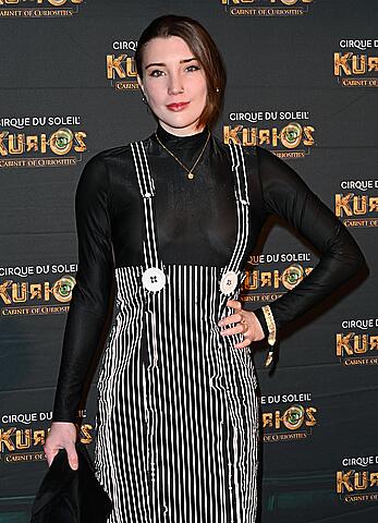 Gaia Wise braless in see through top at Cirque du Soleil's Kurios Cabinet Of Curiosities European premiere in London